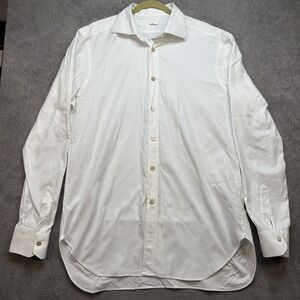 Kiton Dress Shirt Men's 17.5 44 White Italian Luxury Cotton Button Down